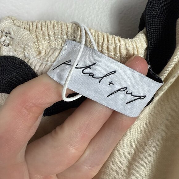 Petal & Pup Yana Maxi Dress Cream Black Cotton Tiered Trim Summer Midi Size S - Picture 7 of 12